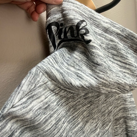 Rare/Vintage- PINK-Victoria's Secret Gray Hoodie with Leopard PINK -Large EUC - Picture 4 of 5